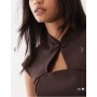 ASOS DESIGN co-ord collar detail top in brown