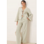 JDY tie front cheesecloth shirt co-ord in sage