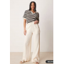ASOS DESIGN Tall cheesecloth pull on trousers with raw edge in buttermilk