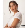 ASOS DESIGN lace short sleeve semi sheer baby tee in white
