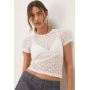 ASOS DESIGN lace short sleeve semi sheer baby tee in white