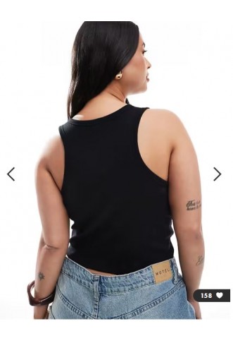 ONLY Curve built-in bra ribbed tank top in black