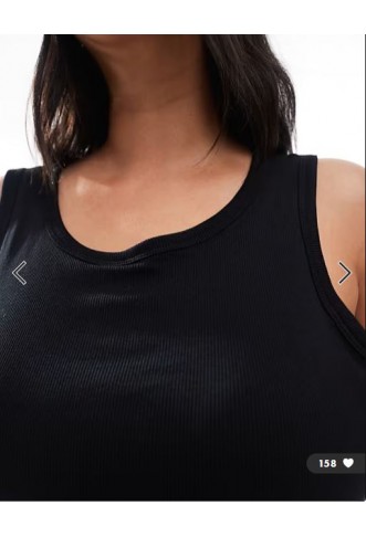 ONLY Curve built-in bra ribbed tank top in black