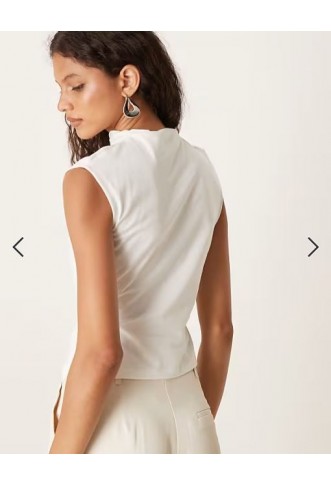 ASOS DESIGN high neck drape top with cinched waist in&nbsp