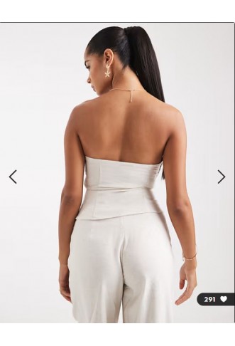 ASOS DESIGN cinched co-ord bandeau top in cream