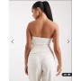 ASOS DESIGN cinched co-ord bandeau top in cream