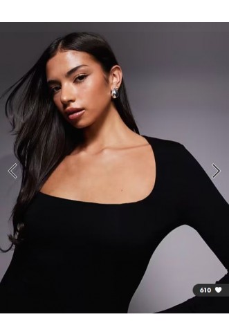 ASOS DESIGN long sleeve super scoop maxi dress with side split in black