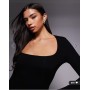 ASOS DESIGN long sleeve super scoop maxi dress with side split in black