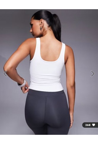 4505 soft touch rib vest with inner bra in white