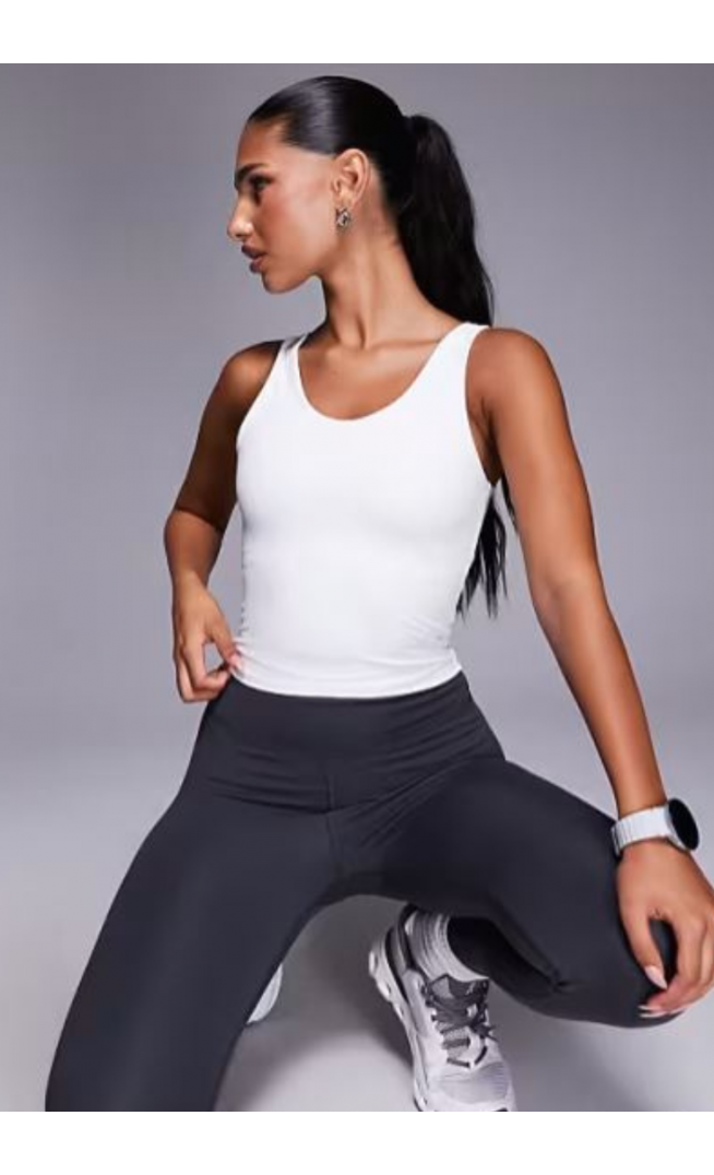 4505 soft touch rib vest with inner bra in white