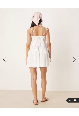 ASOS DESIGN ruffle tiered mini sundress in white