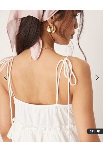 ASOS DESIGN ruffle tiered mini sundress in white