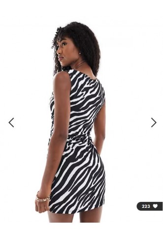 Vero Moda boat neck mini dress in zebra print