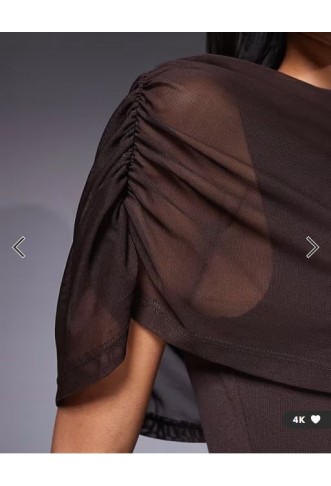 ASOS DESIGN mesh cape maxi dress in chocolate brown