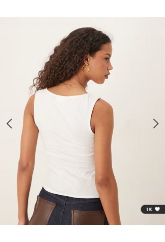 Gina Tricot square neck tank top in white