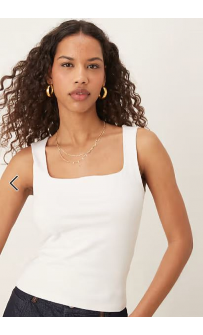 Gina Tricot square neck tank top in white