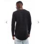 Jack & Jones Essentials longline long sleeve t-shirt with curve hem in black