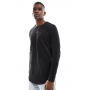 Jack & Jones Essentials longline long sleeve t-shirt with curve hem in black