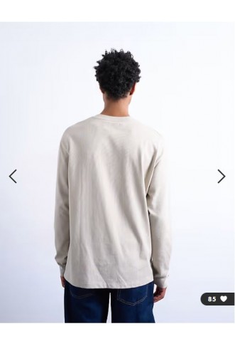 Topman relaxed fit long sleeve t shirt in stone