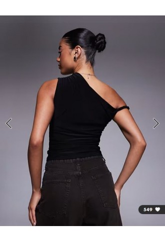 Kaiia exclusive double layered slinky off shoulder top in black