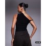 Kaiia exclusive double layered slinky off shoulder top in black
