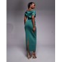 ASOS DESIGN ruched bardot midi dress in teal scuba-style fabric