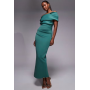 ASOS DESIGN ruched bardot midi dress in teal scuba-style fabric