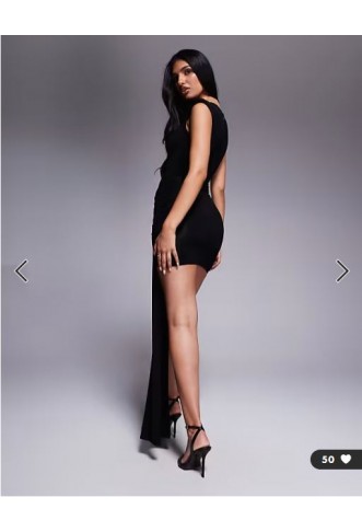 Wanderdoll Nara sculpting second skin drape detail mini skirt co-ord in black