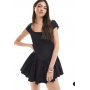 Monki corset mini dress in black