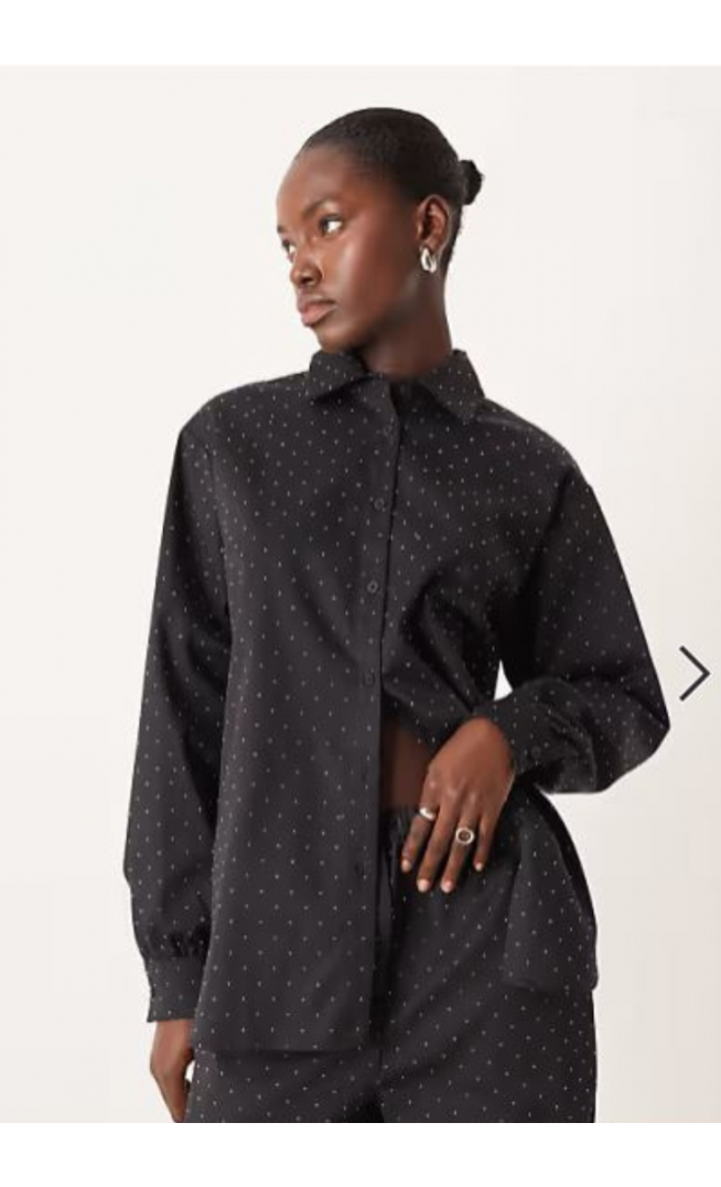 ASOS DESIGN oversized hotfix shirt co-ord in black