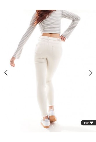 ONLY Blush skinny jeans with frayed hem in ecru