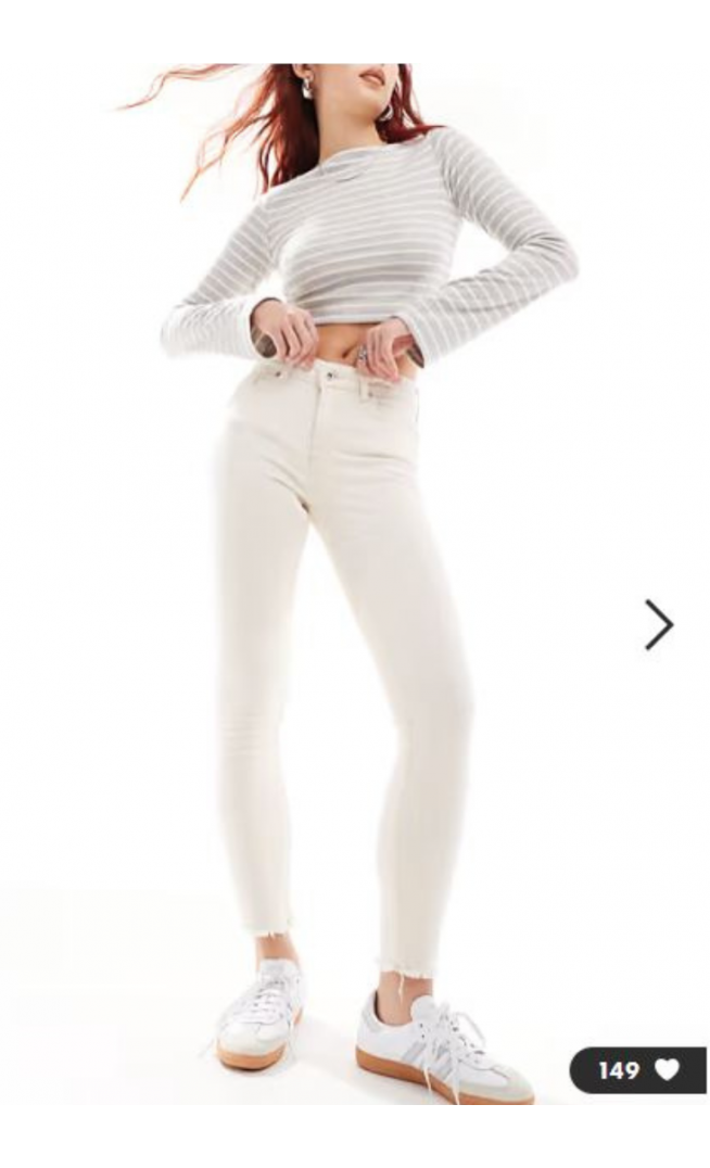 ONLY Blush skinny jeans with frayed hem in ecru