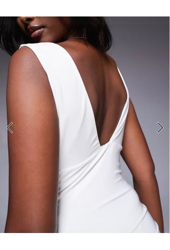 Fashionkilla double sculpted slinky plunge top in white