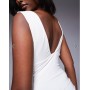 Fashionkilla double sculpted slinky plunge top in white