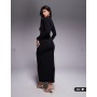 TFNC long sleeve maxi dress with thigh split in black