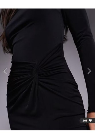 TFNC long sleeve maxi dress with thigh split in black