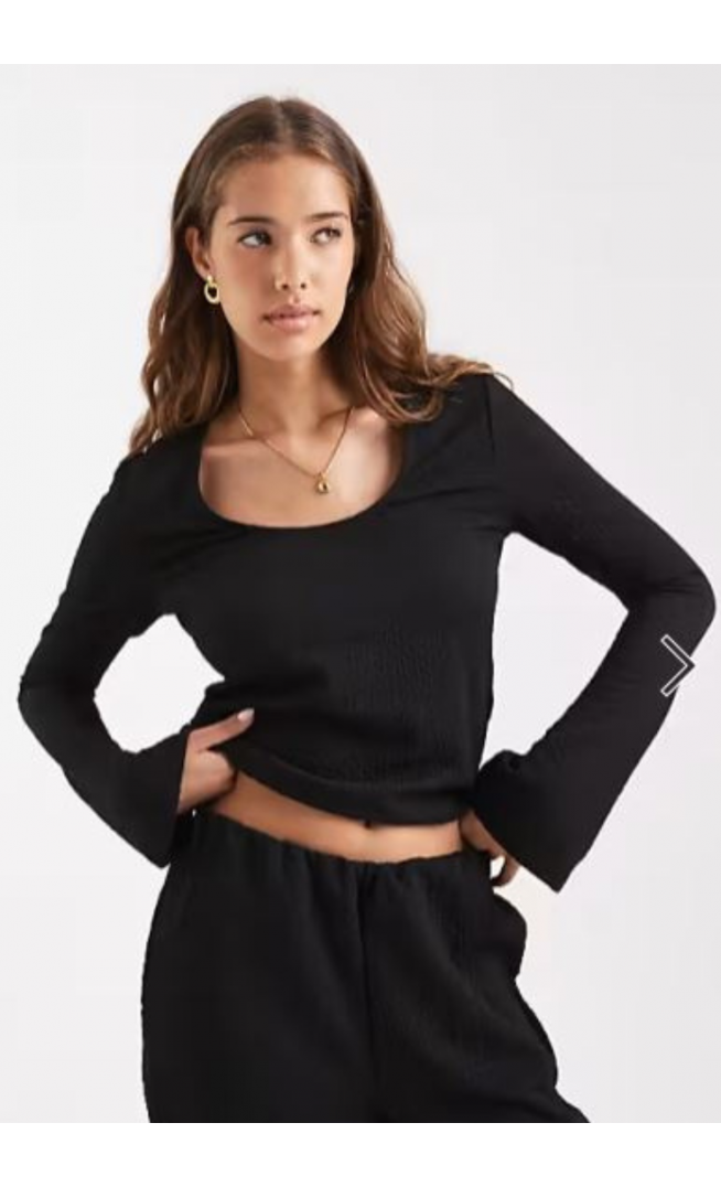 Vero Moda textured jersey bell sleeve top co-ord in black