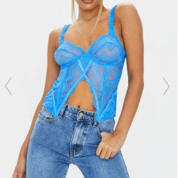 Share    BLUE LACE SPLIT HEM CORSET