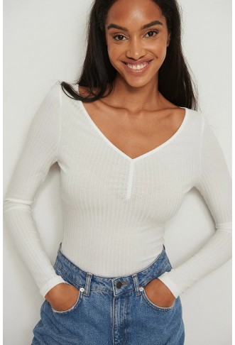 Front Ruched Ribbed Top