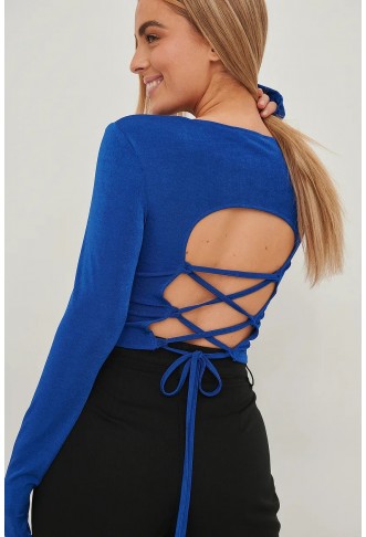 Recycled Open Back Tie Detail Top