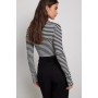 Cropped Long Sleeved Striped Top