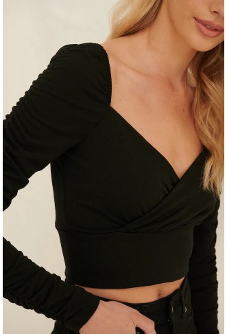 Draped Detail Recycled Long Sleeve Top