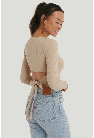 Ribbed Open Back Top