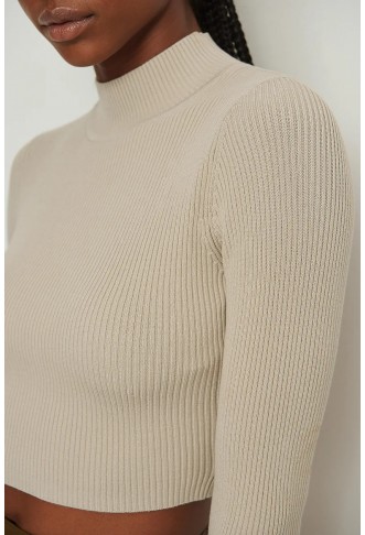 Open Back Ribbed Knitted Sweater
