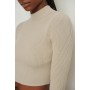 Open Back Ribbed Knitted Sweater