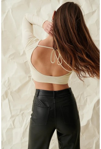 Open Back Glitter Cropped Top