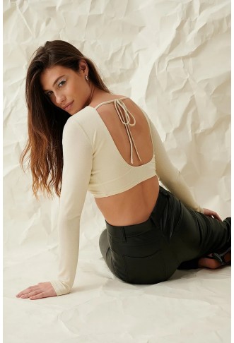 Open Back Glitter Cropped Top