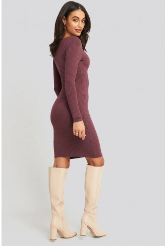 Front Ruched Ribbed Dress