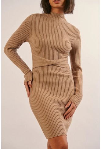 Ribbed Knitted Wrap Detail...