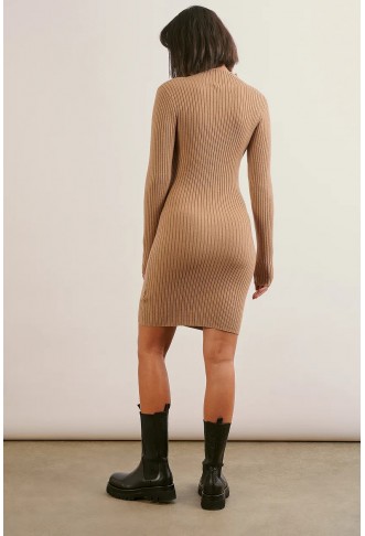 Ribbed Knitted Wrap Detail Dress